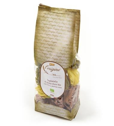 Tagliatelle Tris (ortie, racine de betterave, blanche), biodynamique certifié Demeter.  500gr.
